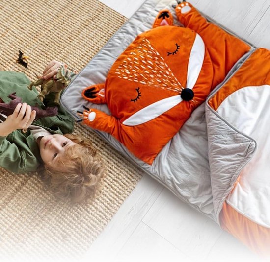 Kinderslaapzak - mummieslaapzak vos patroon - licht en compact - 165 x 75 cm van Merkloos