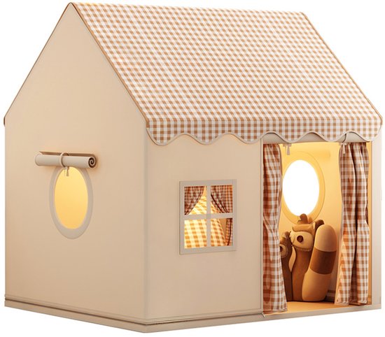 Kinderspeelhuisje voor binnen - Prinsessentent met raam - Comfortabele ruimte - Decoratie voor de kinderkamer - 120*105*128 cm -gebroken wit van Merkloos