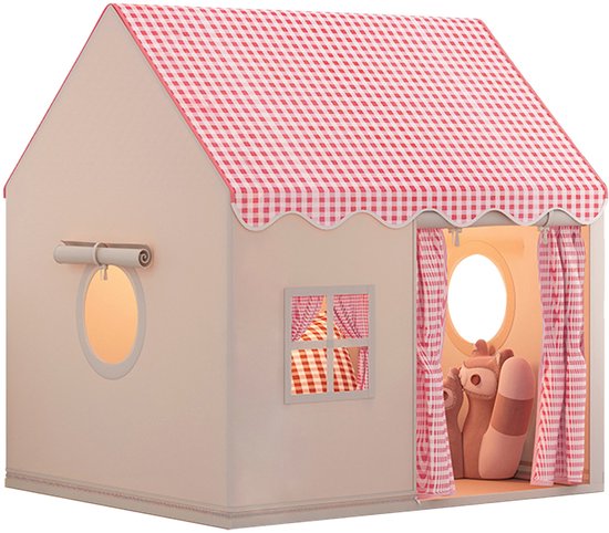 Kinderspeelhuisje voor binnen - Prinsessentent met raam - Comfortabele ruimte - Decoratie voor de kinderkamer - 120*105*128 cm -Rood van Merkloos