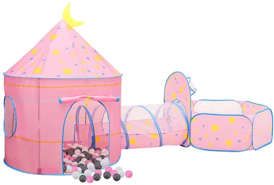 Kinderspeeltent met 250 ballen 301x120x128 cm roze van Merkloos