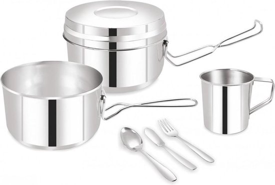Kinghoff 1374 - Camping set 7 delig - RVS van Kinghoff