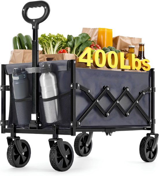 KIRA® Bolderkar - Ideaal voor Strand & Camping - Opvouwbare Bolderkar - Zwart - 91cm x 67cm x 91cm van Kira