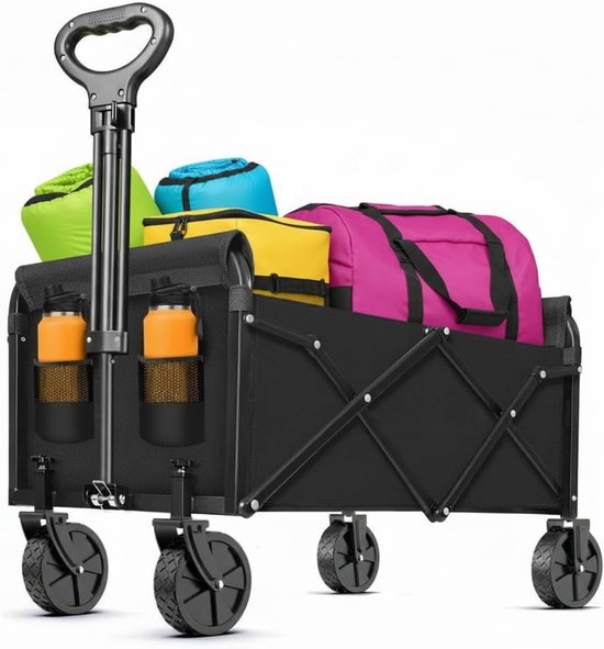 KIRA® Bolderkar Opvouwbaar Luchtbanden - Bolderkar - Bolderwagen - Zwart - 72cm x 48cm x 95cm