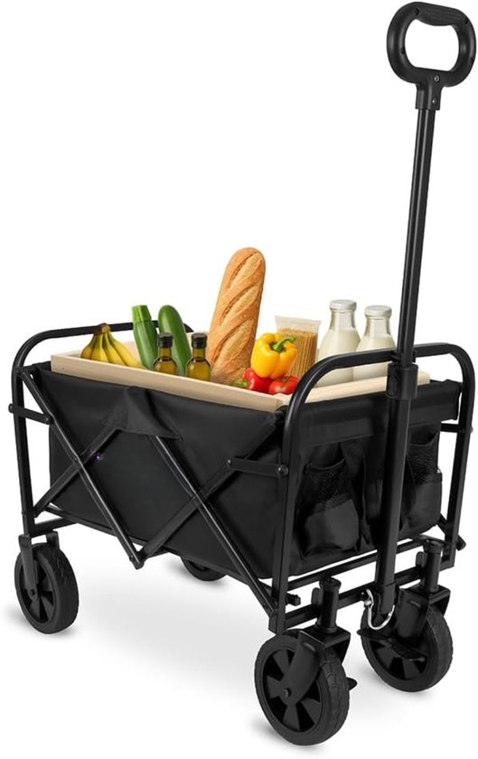 KIRA® Bolderkar Opvouwbaar Luchtbanden - Vouwbare Handkar - 60kg Laadcapaciteit - Zwart - 95cm x 41cm x 60cm