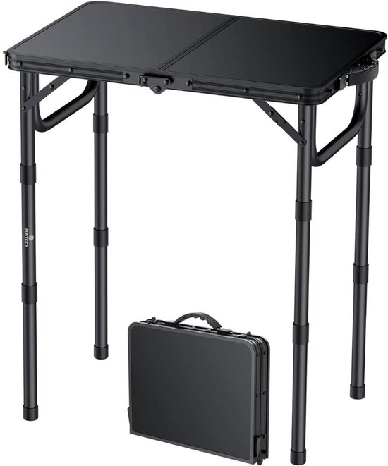KIRA® Campingtafel - Opvouwbare Tafel - Draagbare Opklapbare Tafel - Zwart ‎40cm x 58cm x 70cm