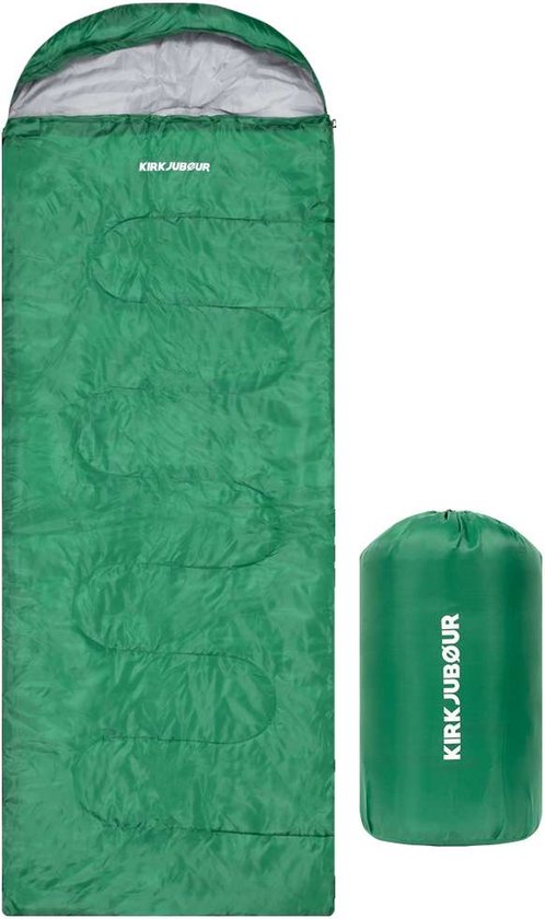 KIRKJUBØUR® "Søvn" - Buiten Slaapzak - 220 x 75 cm - 4-Seizoenen Slaapzak - Slaapzak voor Volwassenen en Kinderen - Ideaal voor Kamperen, Festivals, Wandelen en Backpacken - Mummy Slaapzak model |Incl Hoes|Groen