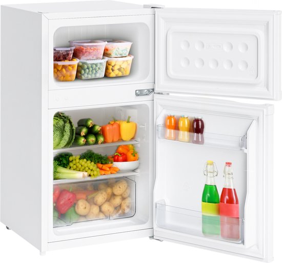 KitchenBrothers Koelkast - 61L Koelvak - 24L Vriesvak - IJskast - Koelvriescombinatie - Frigo - Vrijstaand - Wit van KitchenBrothers