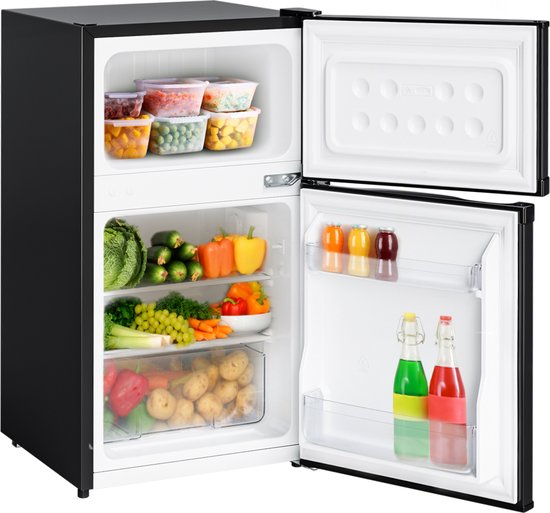 KitchenBrothers Koelkast - 61L Koelvak - 24L Vriesvak - Koelvriescombinatie - IJskast - Frigo - Vrijstaand - Zwart van KitchenBrothers