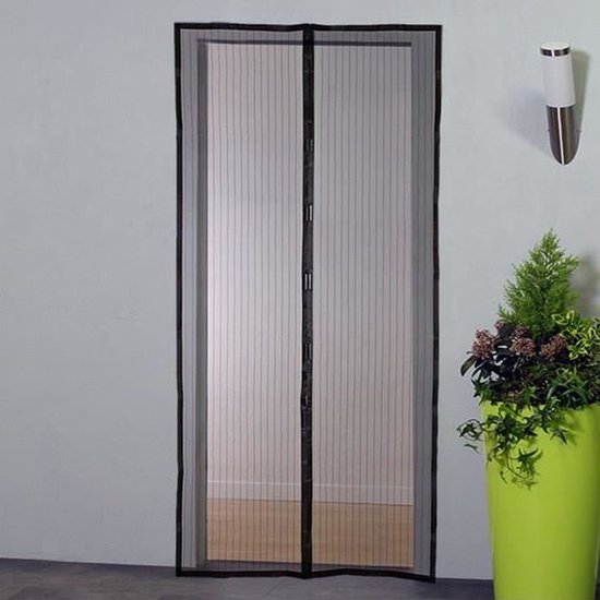 Klamboe magnetische gordijndeur - H230 cm x L100 cm - Zwart polyester