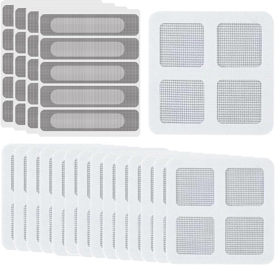 Klamboe Reparatieset - 35 Stuks, Zelfklevende Muggennet Patches voor Deur en Raam, Glasvezel Gaas van Merkloos