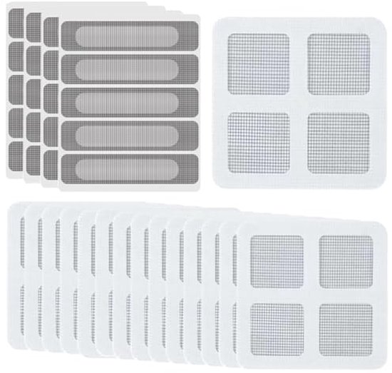 Klamboe Reparatieset - 35 Stuks, Zelfklevende Muggennet Patches voor Deur en Raam, Glasvezel Gaas