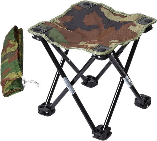 Klapbare Kruk - Intrekbare Stoel - Outdoor Zitten - Snel Opvouwbaar - 26 x 8 x 26 cm - Zwart