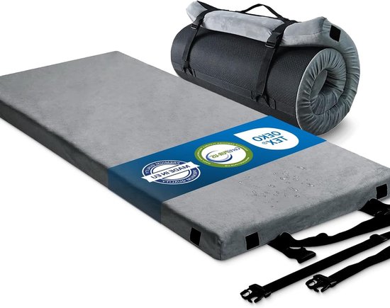 Klapbare Matras - Slaapmat Gastenbed - Kamperen Slapen - Traagschuim Ondersteuning - 1 persoon - Grijs