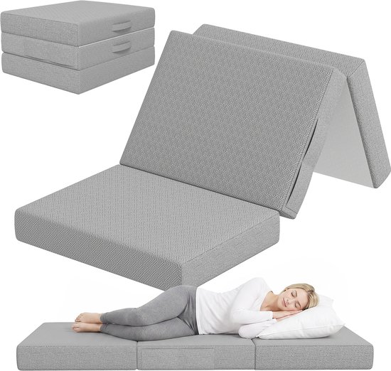 Klapmatras 200x90 cm, 15 cm dik - Opvouwbaar - Draagbaar - Wasbare hoes - Vloermatras - Oeko-Tex gecertificeerd