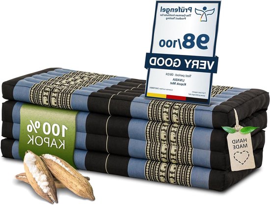 Klapmatras - Gastenmatras Plooimatras - Ontspannen en slapen - Natuurlijke kapokvulling - 200x110x8cm - Blauw Olifant van Merkloos