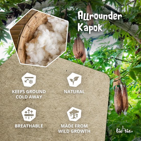 Klapmatras Kapok - Gastenmatras Plooibaar - Ontspannen en Slapen - Natuurlijke Kapokvulling - 200x80x8cm - Zwart Uni