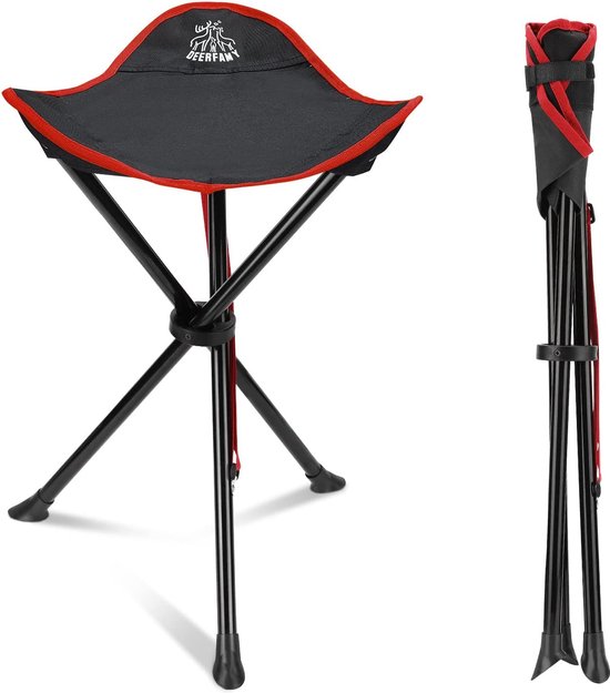 Klapstoel Camping Statief Kruk Draagbare 3-Poot Slacker Stoel Statief Zitting met Opbergtas voor Outdoor Wandelen Vissen Picknick Reizen Strand BBQ Tuin Gazon van Merkloos