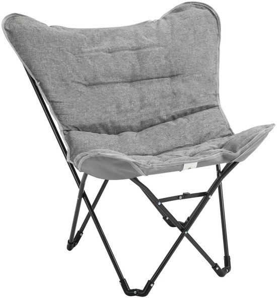 Klapstoel - Campingstoel - Tuinstoel - Stoelen - Kuipstoel - Opvouwbaar- Grijs - 88 x 74 x 84 cm van Merkloos