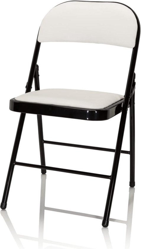 Klapstoel gestoffeerd kunstleer wit - inklapbaar - tot 130 kg belastbaar - comfortabele bezoekersstoel van StimoFurniture