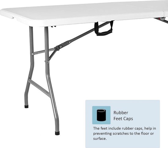 Klaptafel 6ft Heavy Duty Extra Sterkte Camping Buffet Bruiloft Markt Tuin Party Auto Boot Stall Picknick Schraag Indoor Outdoor Opvouwbare Draaggreep camping table van VOUNOT