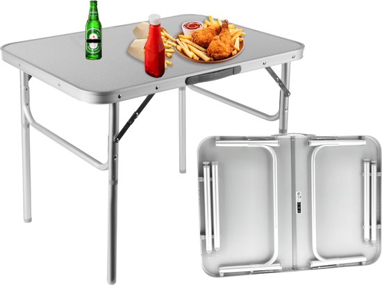 Klaptafel 75x55x60cm - Weerbestendige Inklapbare Campingtafel voor Buiten - Opvouwbare Tuintafel met Handvat voor 1-2 Personen - Stevige Vouwtafel van Merkloos