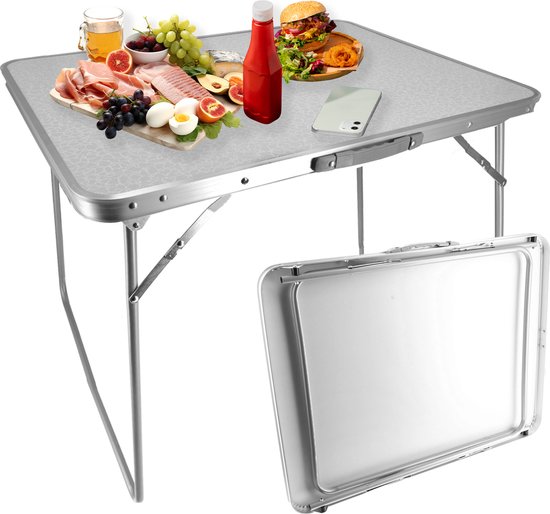 Klaptafel 80x60x70cm - Weerbestendige Inklapbare Campingtafel voor Buiten - Opvouwbare Tuintafel met Handvat voor 1-2 Personen - Stevige Vouwtafel van Merkloos