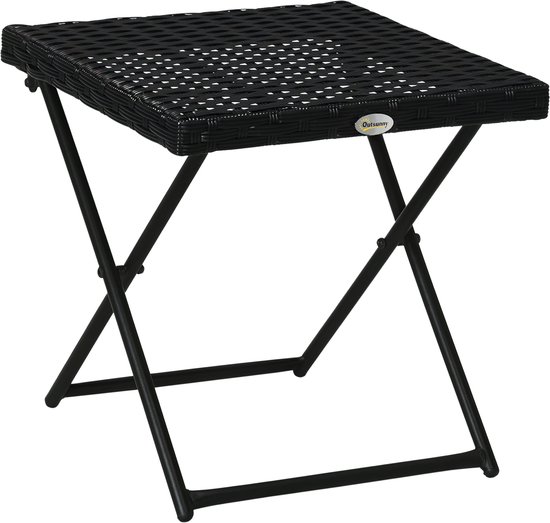 Klaptafel Balkon - 40x40x40cm Polyrattan - 1 Stuk - Inklapbaar En Weerbestendig - Voor Buiten En Tuin - Zwart