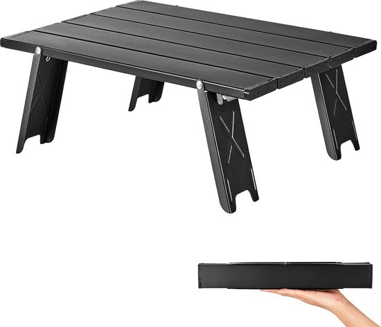 Klaptafel - Campingtafel - Mini-klaptafel voor buiten - 39,5x28x12,5cm - Sterk draagvermogen - Gemakkelijk op te bergen - Licht en gemakkelijk mee te nemen - Eschikt voor zelfrijdende reizen, kamperen in de open lucht, picknicken - Zwart van Merkloos