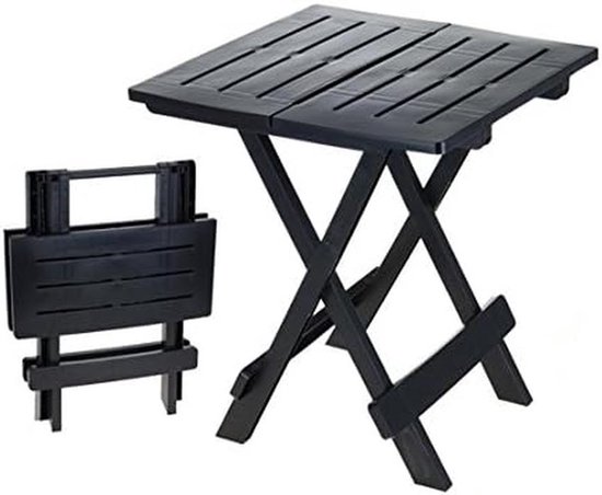 Klaptafel - Kleine bijzettafel - Kamperen en tuin - Eenvoudig inklapbaar - 43 x 45 x 50 cm - Zwart