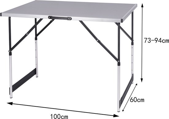 Klaptafel - Opklapbare Tafel - Campingtafel - Opvouwbaar - Kunststof - Vouwtafel - Kamperen - Grijs van Merkloos