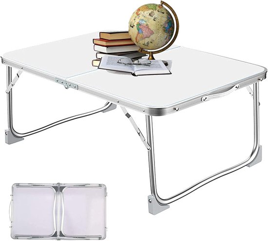 Klaptafel Opvouwbaar - Bedtafel Laptop - Buiten Gebruik - Verstelbaar Lichtgewicht - 60x40 cm - Wit