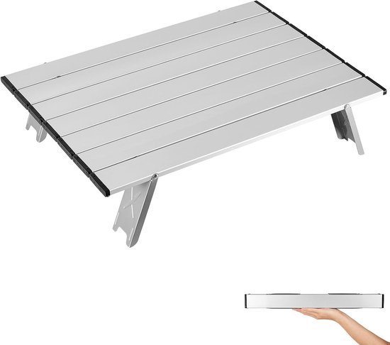 Klaptafel - Opvouwbare campingtafel - Campingtafel - Vouwtafel - Balkontafel - Tuintafel - Kampeer opvouwbare tafel - Picknicktafel - voor backpacken, wandelen, vissen, picknicken, tentkamperen en andere buitenactiviteiten - 40*29*13.5 cm - zilver
