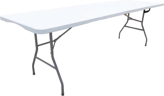 Klaptafel Rechthoekig - Feesttafel Buiten - Grote Bijeenkomsten - Stevig Stalen Frame - 239 cm Lang - Lichtgrijs