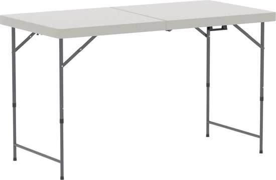 Klaptafel Zwaar uitgevoerd Extra sterk Kampeerbuffet Bruiloft Markttuin Feest Kofferbak Picknick Rolstandaard Inklapbaar handvat Wit 1,20 m van HOMEXPERTS