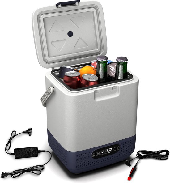 Klarstein Beerbelly 29 Elektrische Koelbox - 29 L - 3 Poorten: 230 V - 12 V - Aansluiting voor sigarettenaansteker & USB-Poort - Draagbaar - Koelen & warmhouden - Auto, vrachtwagen, camping - Stopcontact - Wit