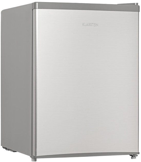 Klarstein Cool Kid - Drankenkoelkast, minikoelkast, minibar, 66 liter inhoud, 109 kWh/jaar, vrijstaand, 45 x 63 x 51 cm (B x H x D), 42 dB, grijs / geborsteld roestvrij staal - 66L - voor Bar - Drankkoelkast - Drankenkoeler