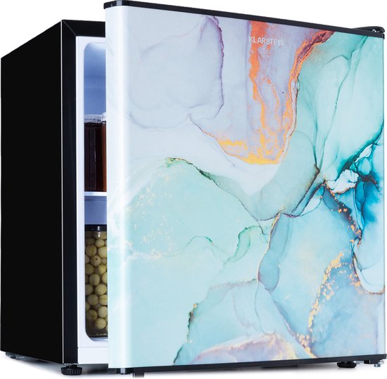 Klarstein CoolArt koel-vriescombinatie - Koelkast met 2 koelstanden, designfront, 5-traps thermostaat, 0 tot 10 °C, inhoud: 45 liter, design: pastel van Klarstein