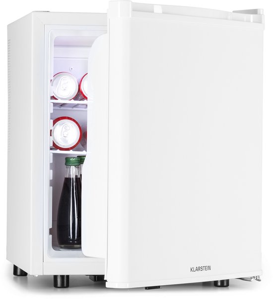 Klarstein Drankkoeler Happy Hour 45 Mini-koelkast - Minibar - Drankenkoelkast - 45 Liter - 26 dB - Wit - voor Bar - Stil - voor Kantoor - Compact - Drankkoelkast Drankenkoeler Beverage Cooler Flessenkoelkast - Hotelkoelkast van Merkloos