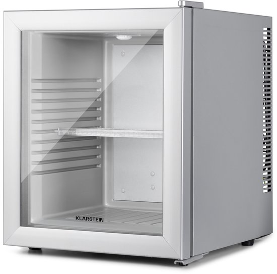 Klarstein Koelkast, Minikoelkast met glazen deur, Minikoelkast voor drankjes, snacks & cosmetica, Koelkast klein & stil, Verstelbare schappen, Kleine skincare koelkast 12-18°C, 30L