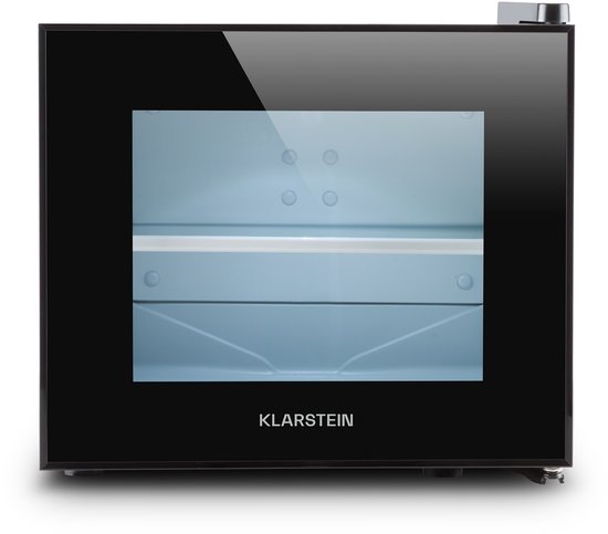 Klarstein Mini-Koelkast Frosty 10L 65W Zwart - Minikoelkast Drankkoeler Hotelkoelkast,8L 30 dB - voor Hotelkamer voor Kantoor voor Slaapkamer - LED-Binnenverlichting Glasdeur Stil - Mini Fridge - Kleine Koelkast - Compact Koelkast