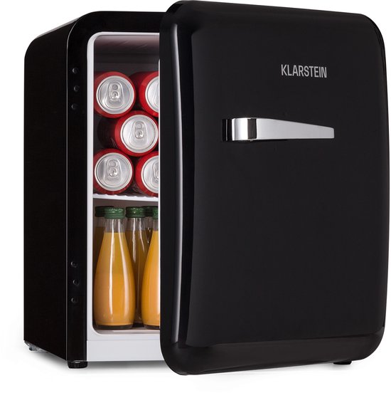 Klarstein Mini-Koelkast koelkast, minikoelkast voor drankjes, kleine koelkast, stille kleine koelkast, huidverzorgingskoelkast, vintage design, campingkoelkast, minikoelkast voor kamers, 0-10°C, 48 liter - Mini Fridge - Hotelkoelkast