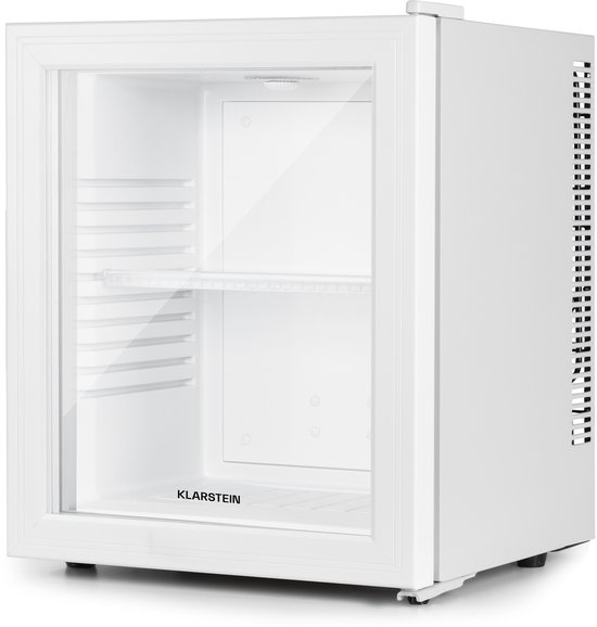 Klarstein Mini-Koelkast minikoelkast met glazen deur, minikoelkast voor drankjes, snacks en cosmetica, kleine en stille koelkast, verstelbare planken, kleine huidverzorgingskoelkast 12-18 °C, 23 liter - Compact - Mini Fridge