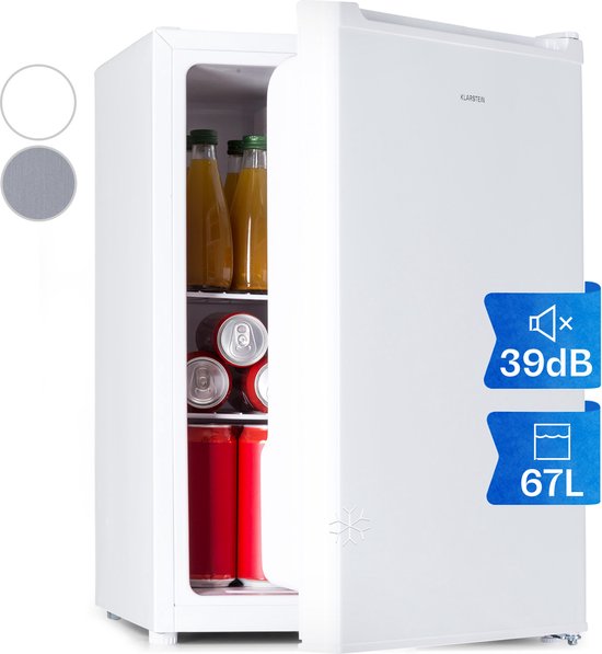 Klarstein Mini Koelkast, Retro Mini Koelkast met Vriesvak, 67 Liter Kleine en Compacte Drankkoelkast, Kleine Koelkast met Uitneembare Planken, Indoor/Outdoor Stille Koelkast