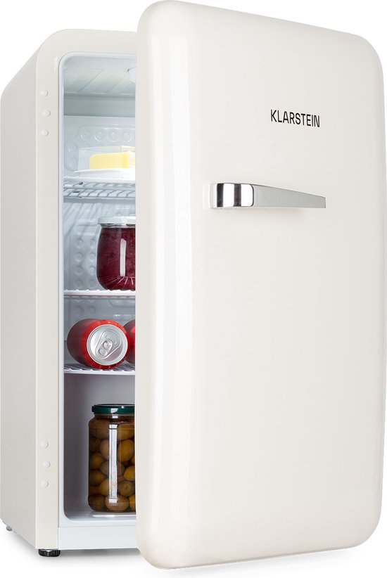 Klarstein Minibar Audrey Mini - kleine koelkast, compacte , vrijstaand, compressiekoeling, inhoud, koeltemperatuur: 0 - 10 °C, minikoelkast met een inhoud van 70 liter, wit - voor Kantoor - voor Keuken - Verstelbaar - Mini Fridge