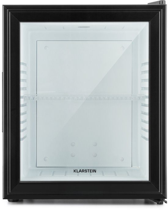 Klarstein Minibar Barmodel Koelkast - 24 Liter - glas - 0dB - Zwart - Minikoelkast - 5-15°C - voor Hotelkamer voor Kantoor - Stil Compact - Mini Fridge Kleine Koelkast Hotelkoelkast Drankkoeler Compact Koelkast