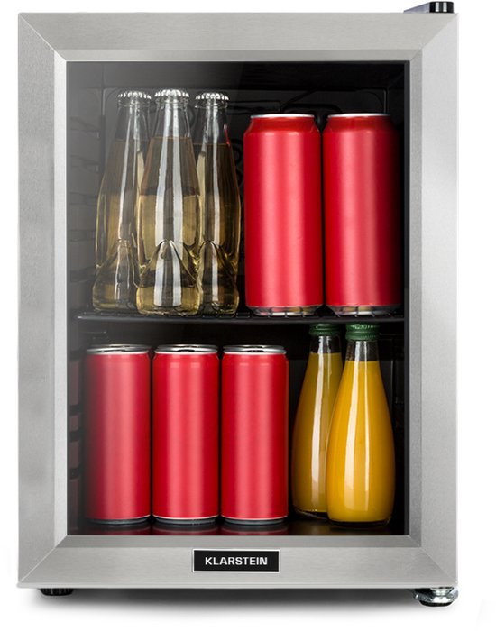 Klarstein Minibar Harlem Drankkoelkast - Mini koelkast - Compressiekoeling - 23 Liter inhoud - 5 Koelstanden: 0 - 10 °C - Energie-efficiëntieklasse E - Gering Bedrijfsgeluid: 39 dB - LED Verlichting - Glazen deur - Roestvrij Staal