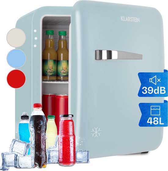 Klarstein Minibar minikoelkast voor kamers, 48 ​​liter minikoelkast voor drankjes en cosmetica, kleine , kleine en stille koelkast, verstelbaar schap, kleine huidverzorgingskoelkast 0-10 °C - Mini Koelkast - 48L - Mini Fridge