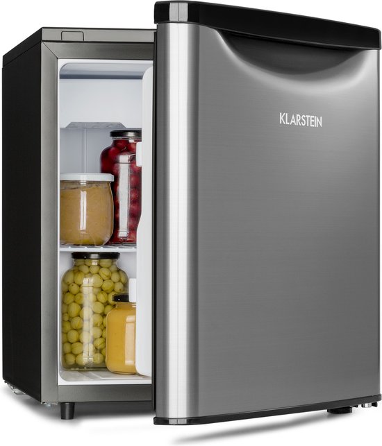 Klarstein Yummy - Koelkast, met vriesvak, koelmiddel: R600a, 42 dB, 1 x roosterbodem, incl. lekbak, 45 L, vriesvak: 3 liter, koelkast: 42 L, zilver van Klarstein