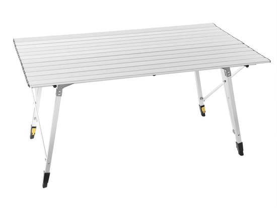 Klarven® Campingtafel Zilver - Inklapbare Campingtafel - Campingtafel Inklapbaar - Camping Table - Lichtgewicht, Opvouwbaar en Hoogte Verstelbaar - Draagvermogen 50 kg, Inclusief Draagtas - B120xd68,5xh59cm