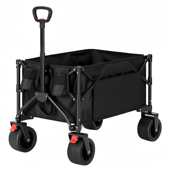 Klarven® Tuinwagen opvouwbaar met uitklapbare klep - Stevig stalen frame, / inhoud - Draagvermogen tot 150 kg - B 60,5 x D 94,5 x H 99 cm
